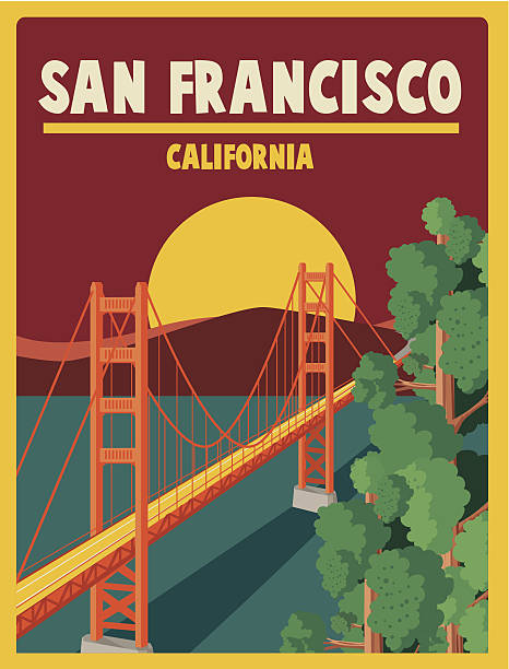 illustrazioni stock, clip art, cartoni animati e icone di tendenza di san francisco - golden gate bridge illustrations