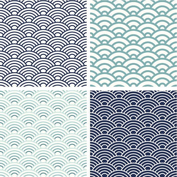 Bекторная иллюстрация Японский Seigaiha seamless pattern set