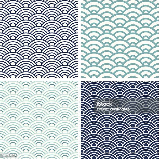 Japanese Seigaiha Seamless Pattern Set Stock Illustration - Download Image Now - Japanese Culture, Pattern, Wave Pattern