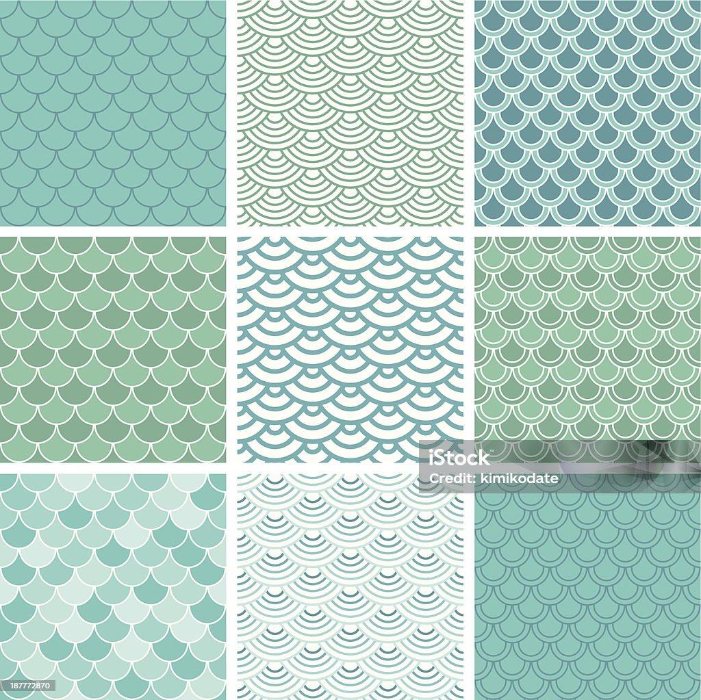 Scala Pesce seamless pattern set di - arte vettoriale royalty-free di Motivo decorativo