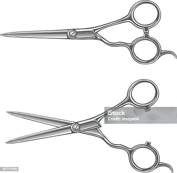 Hairdresser Scissors In Vintage Engraving Style Stock Illustration -  Download Image Now - Illustration, Scissors, Woodcut - iStock