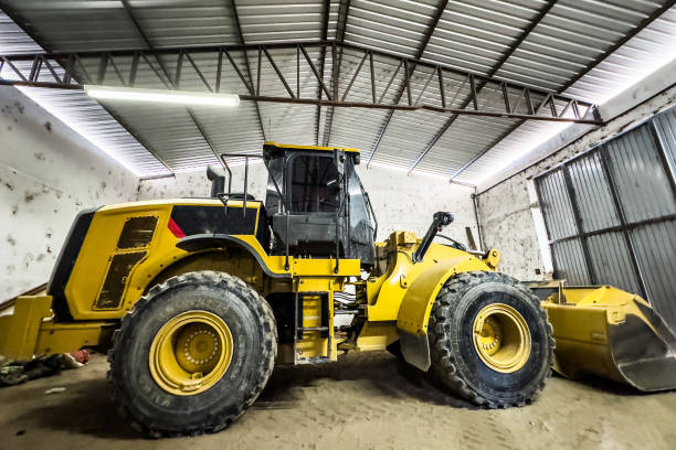 Tractor parked in a shed
