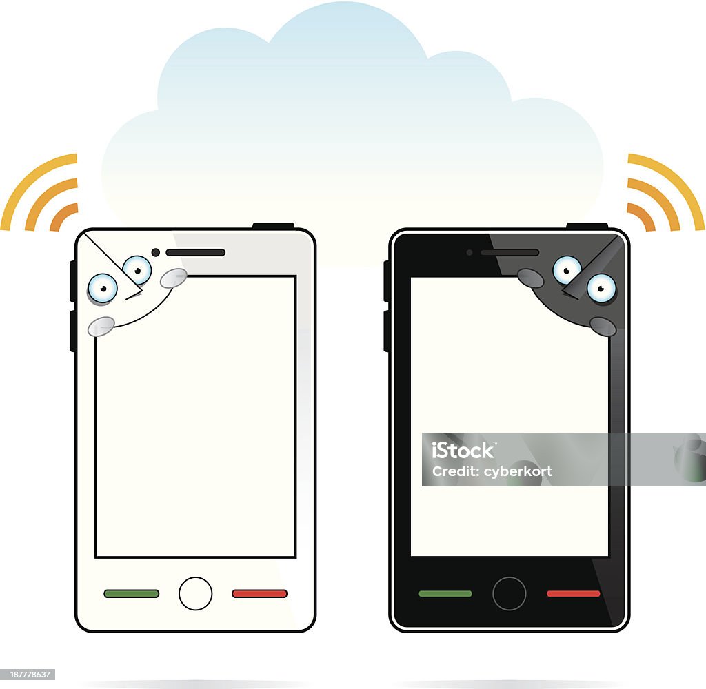 smartphone caracteres blanco y negro - arte vectorial de Aislado libre de derechos