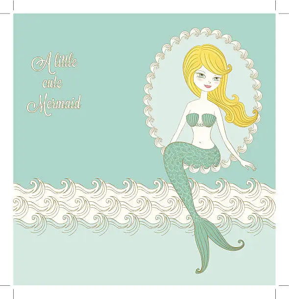 Vector illustration of Retro Little Mermaid