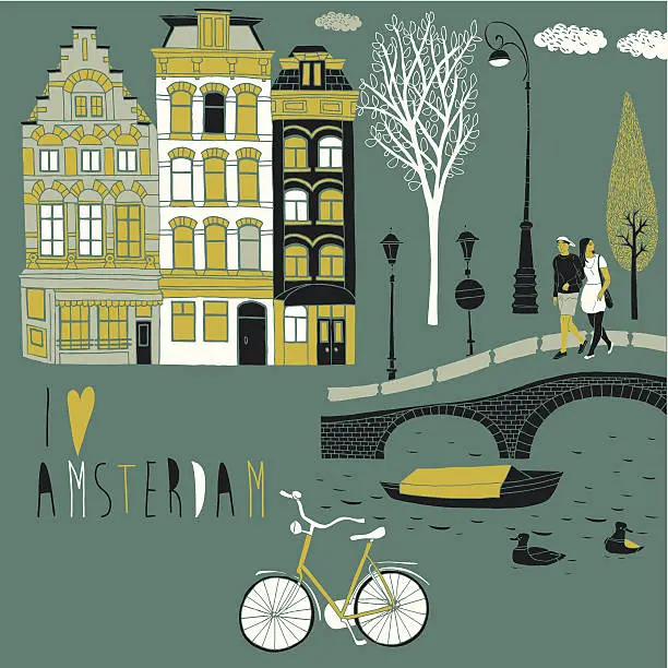 Vector illustration of I Love Amsterdam