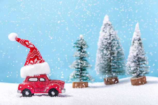 istock Toy car with Santa hat 1877800031