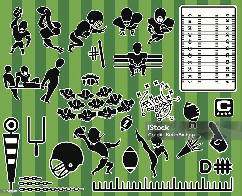 Set di raccolta di icone a tema di calcio - arte vettoriale royalty-free di Football americano