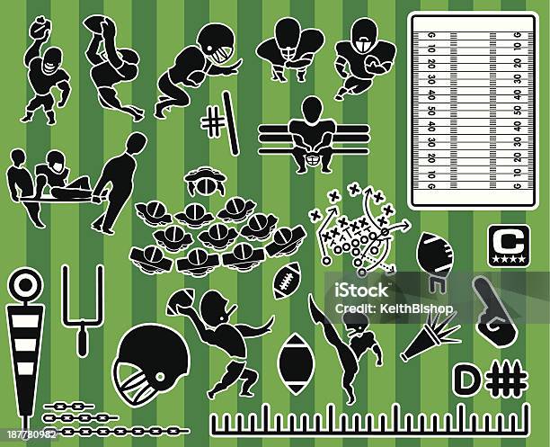 Piłka Tematyczne Ikony Zestaw Do Pobierania Próbek - Stockowe grafiki wektorowe i więcej obrazów Futbol amerykański - Futbol amerykański, Piłka do futbolu amerykańskiego, Biegacz