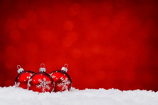Photo of Red baubles with snowflake decoration