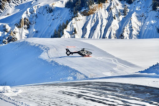 Parked helicopter at Courchevel airport