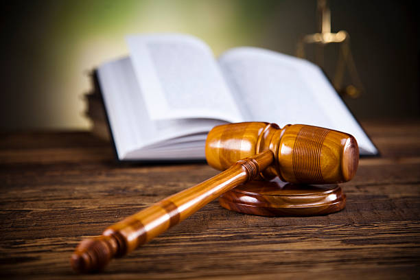 istock Wooden gavel barrister, justice concept, legal system 187782190