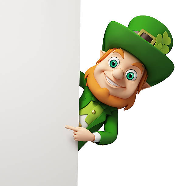 happy святого патрика день лепрекон с знак - leprechaun holiday стоковые фото и изображения