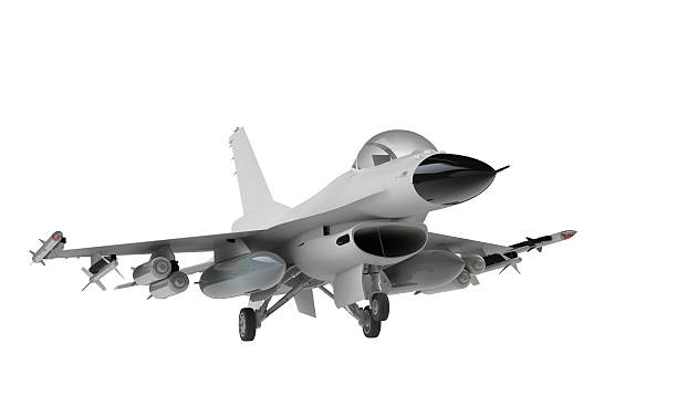 istock Isolated F-16 fighter jet on white background 187783127