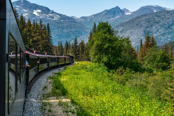 istock White Pass Summit excursion tour train in the mountains, Alaska, USA. 1877835950
