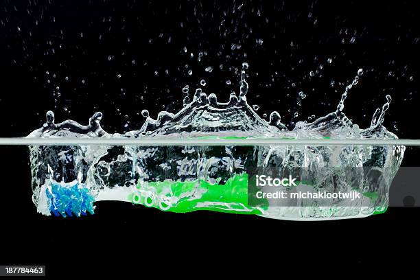 Toothbrush With Splashing Water Stock Photo - Download Image Now - Concepts, Concepts & Topics, Dental Equipment