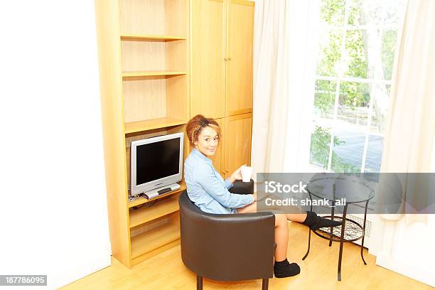 Women Chilling In Her Apartment Stock Photo - Download Image Now - 20-24 Years, Adult, Adults Only