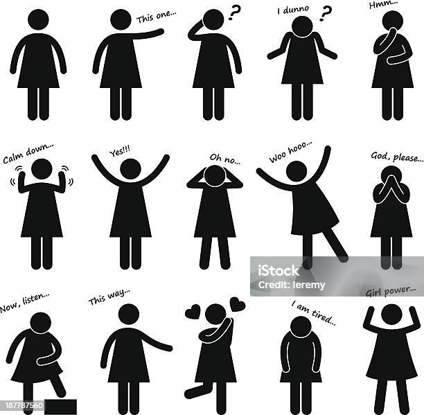 Ilustración de Mujer Personas Postura Lenguaje Corporal Pictograma y más Vectores Libres de Derechos de Mujeres