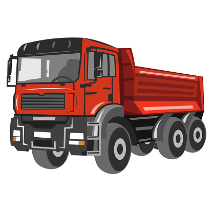 Red construction truck vector image on white background. Construction truck collection