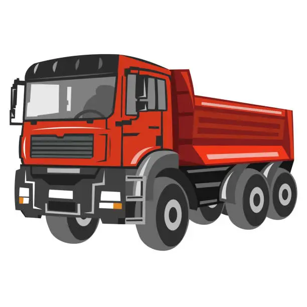 Vector illustration of Red construction truck vector image on white background
