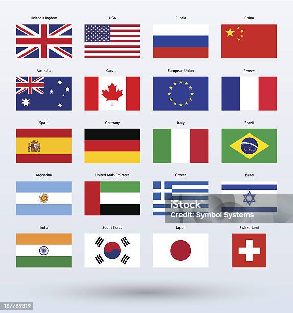 Популярные Флаги Коллекция — стоковая векторная графика и другие изображения на тему Флаг - Флаг, США, Государственный флаг
