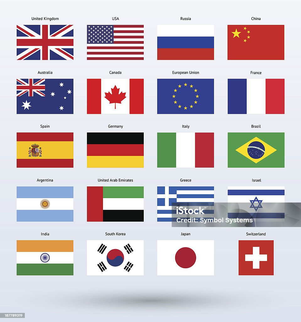 Popular Flags Collection - 免版稅旗幟圖庫向量圖形