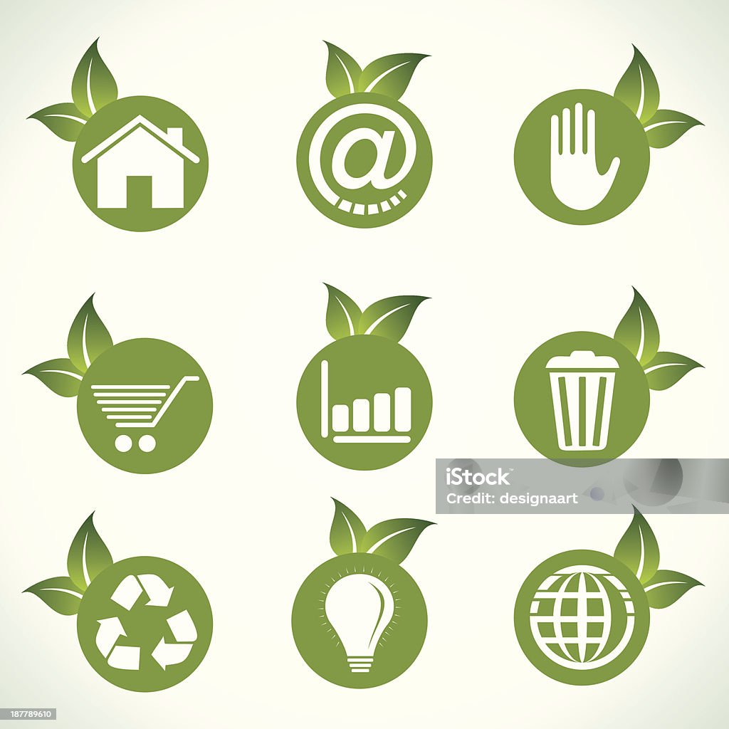 Verschiedene Symbole und design mit grünen Blatt - Lizenzfrei Anleitung - Konzepte Vektorgrafik