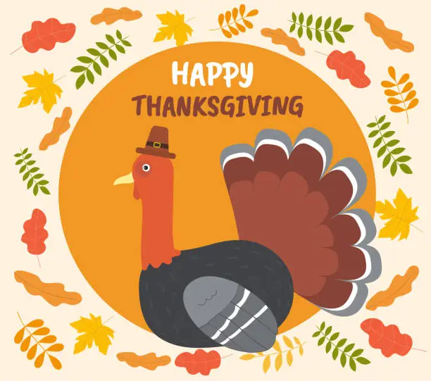 Vector illustration of Happy thanksgiving day american vector poster