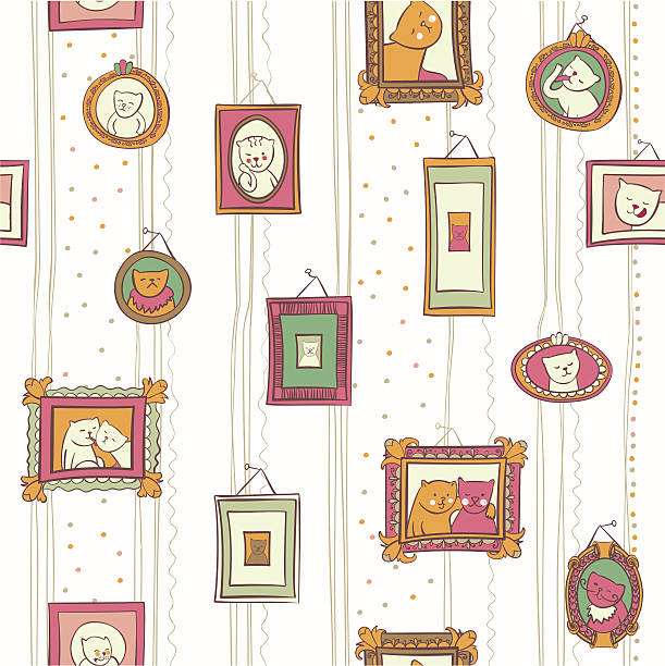 cat in frames vector art illustration