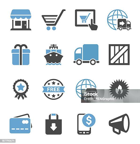 Ilustración de Compras En Línea Conjunto De Icono De Envío Y Concisa Serie y más Vectores Libres de Derechos de Buque de carga