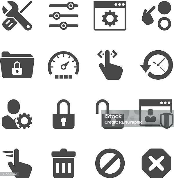 Settings Icon Set Unique Series Stock Illustration - Download Image Now - Control Panel, Icon Symbol, Trash Icon
