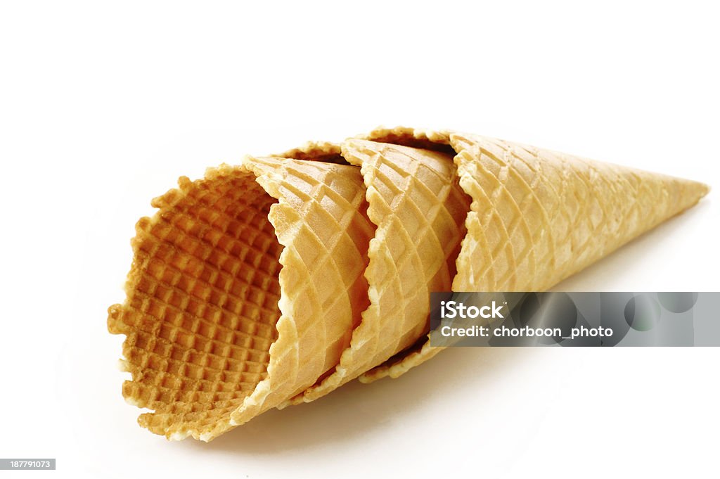 wafer cone on white wafer cone on white background Dessert - Sweet Food Stock Photo