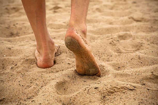 istock Feet Man walking on the sand 187791325