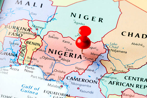 Map Nigeria Source: "World reference atlas" relief map photos stock pictures, royalty-free photos & images