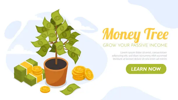 Vector illustration of Money tree vector poster