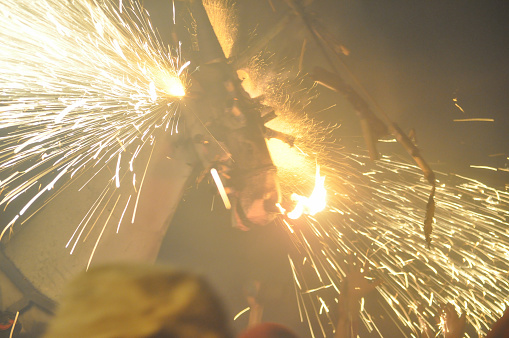 Cavallo di fuoco translation Horse of fire celebrations fireworks display in Ripatransone, Italy