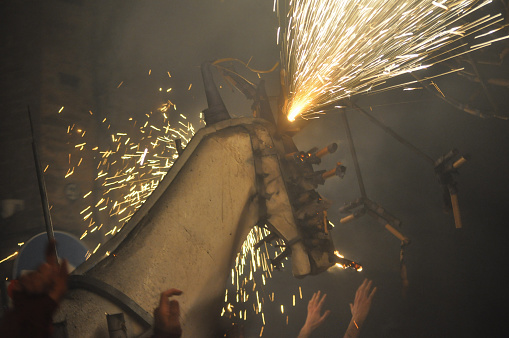 Cavallo di fuoco translation Horse of fire celebrations fireworks display in Ripatransone, Italy