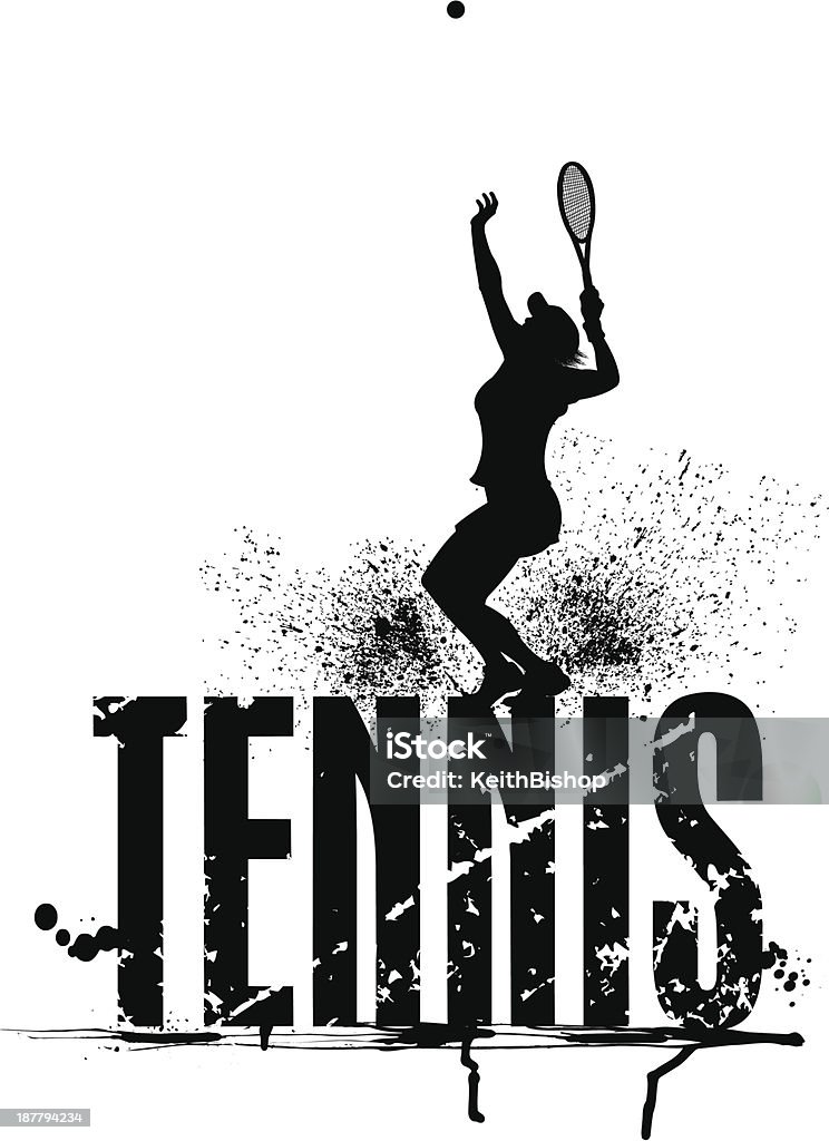 Теннисный-женщины, работающие в стиле гранж изображение - Векторная графика Теннис роялти-фри