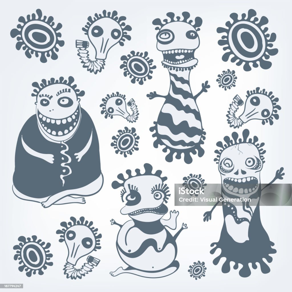 Ensemble de monstres - clipart vectoriel de Adulte libre de droits