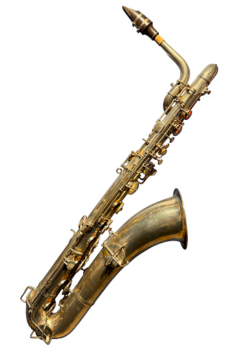 Antique Saxophone Isolated on a White Background with a Clipping Path