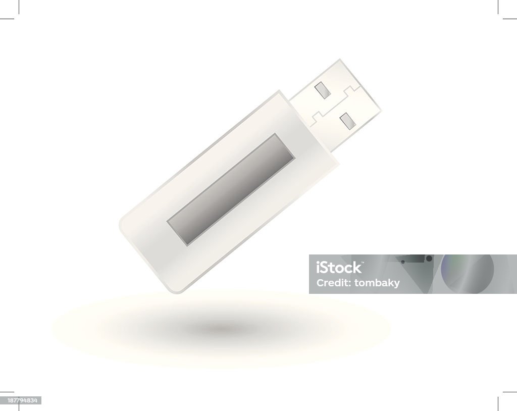 Silver USB Thumb Drive USB Pendrive with shadow on white background, vector illustration, eps 10, gradient Clipping Path stock vector