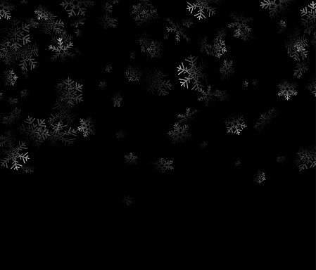 Winter Christmas and New year banner with white falling snowflakes on black background. Vector illustration