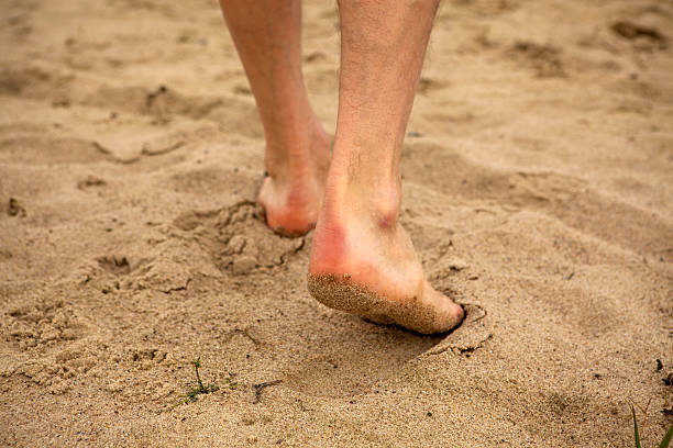 istock Feet Man walking on the sand 187800136