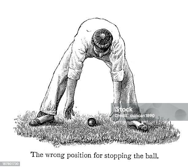 Cricket Fielder Stock Illustration - Download Image Now - Illustration, Old, Old-fashioned