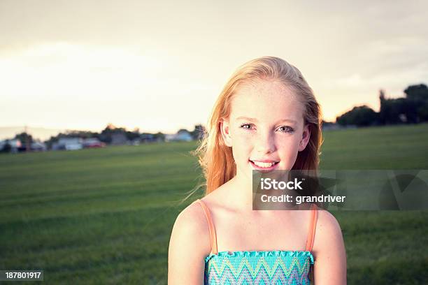 Menina Bonita Em Um Campo - Fotografias de stock e mais imagens de Alegria - Alegria, Ao Ar Livre, Cabelo Comprido