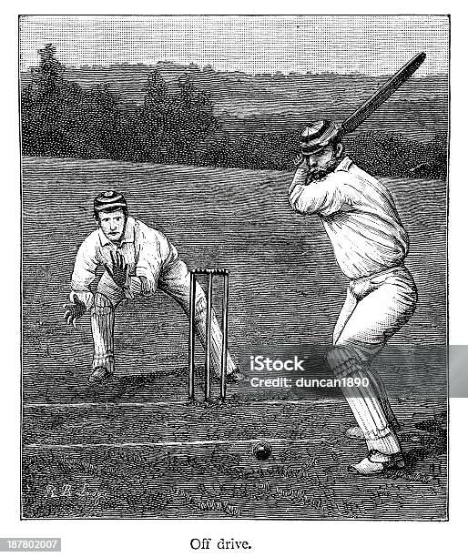 Cricket Batsman Stock Illustration - Download Image Now - Old-fashioned, Cricket Field, Old