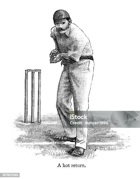 Jogador De Críquete - Arte vetorial de stock e mais imagens de Críquete - Críquete, Ilustração, Antigo