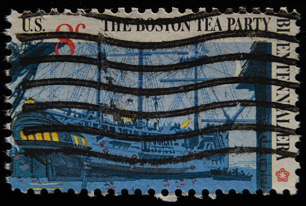 Boston Tea Party, U.S. Postage Stamp stock photo
