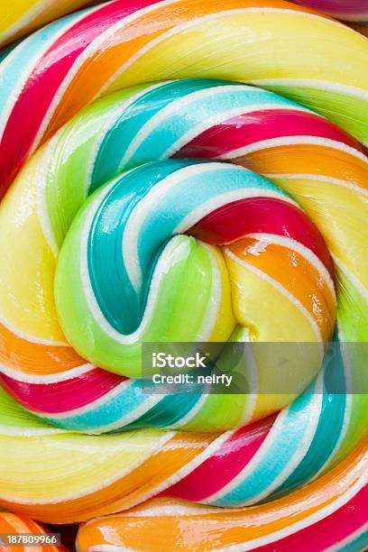 Striped Spiral Candy Close Up Stock Photo - Download Image Now - Backgrounds, Blue, Candy