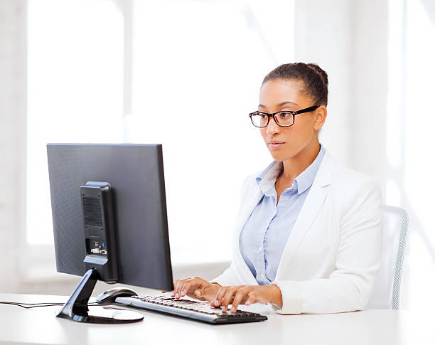 istock african businesswoman with computer in office 187815203