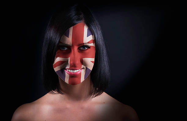 UK flag face stock photo